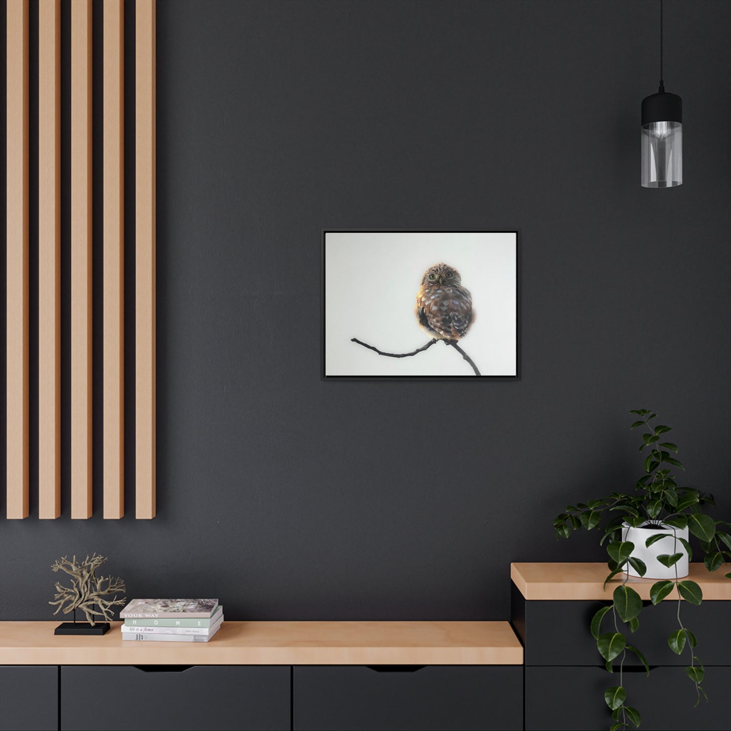 "Perched Owl" Framed Canvas