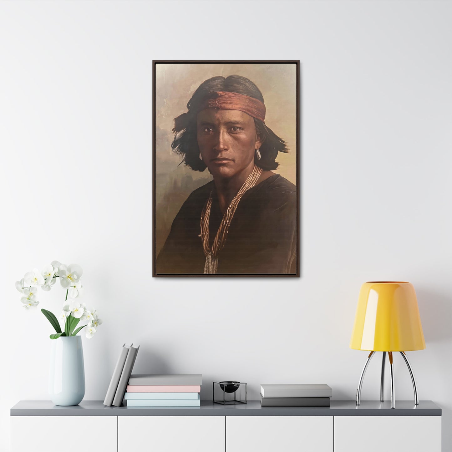 "Navajo Young Man" Framed Canvas