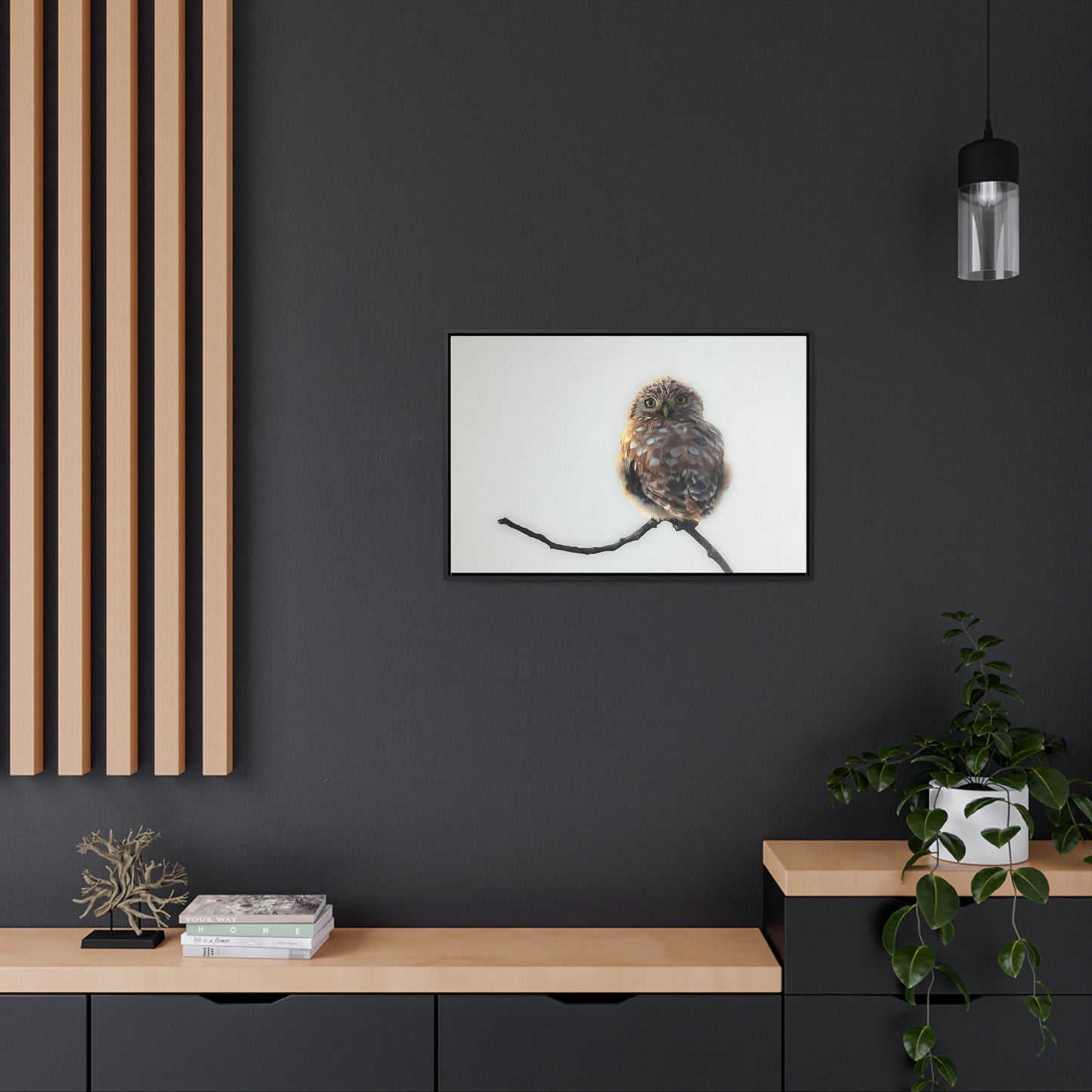 "Perched Owl" Framed Canvas