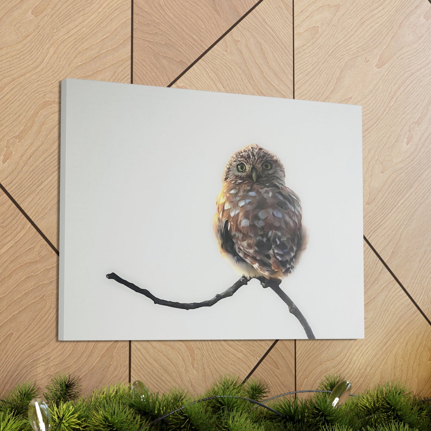 "Perched Owl" Stretched Canvas