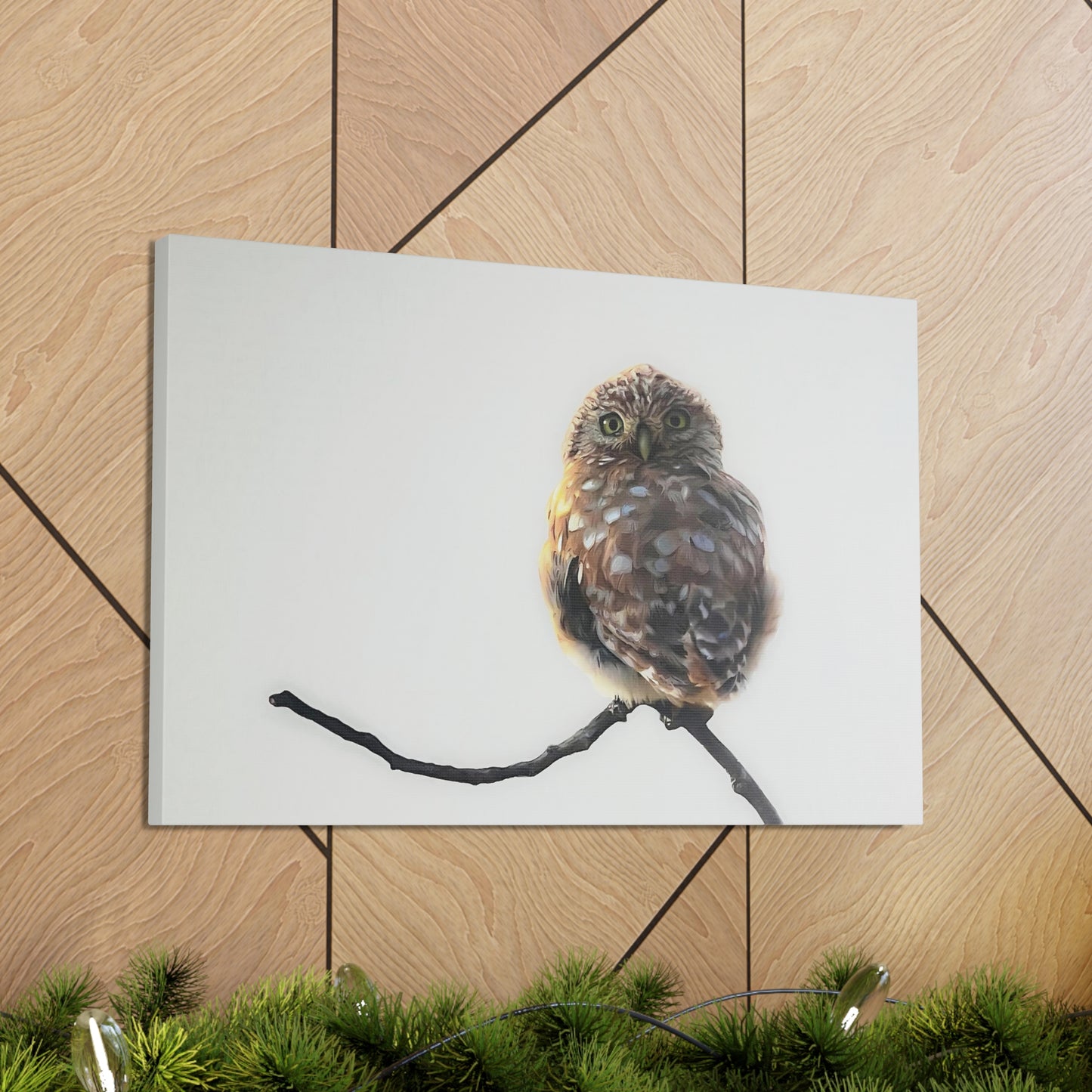 "Perched Owl" Stretched Canvas