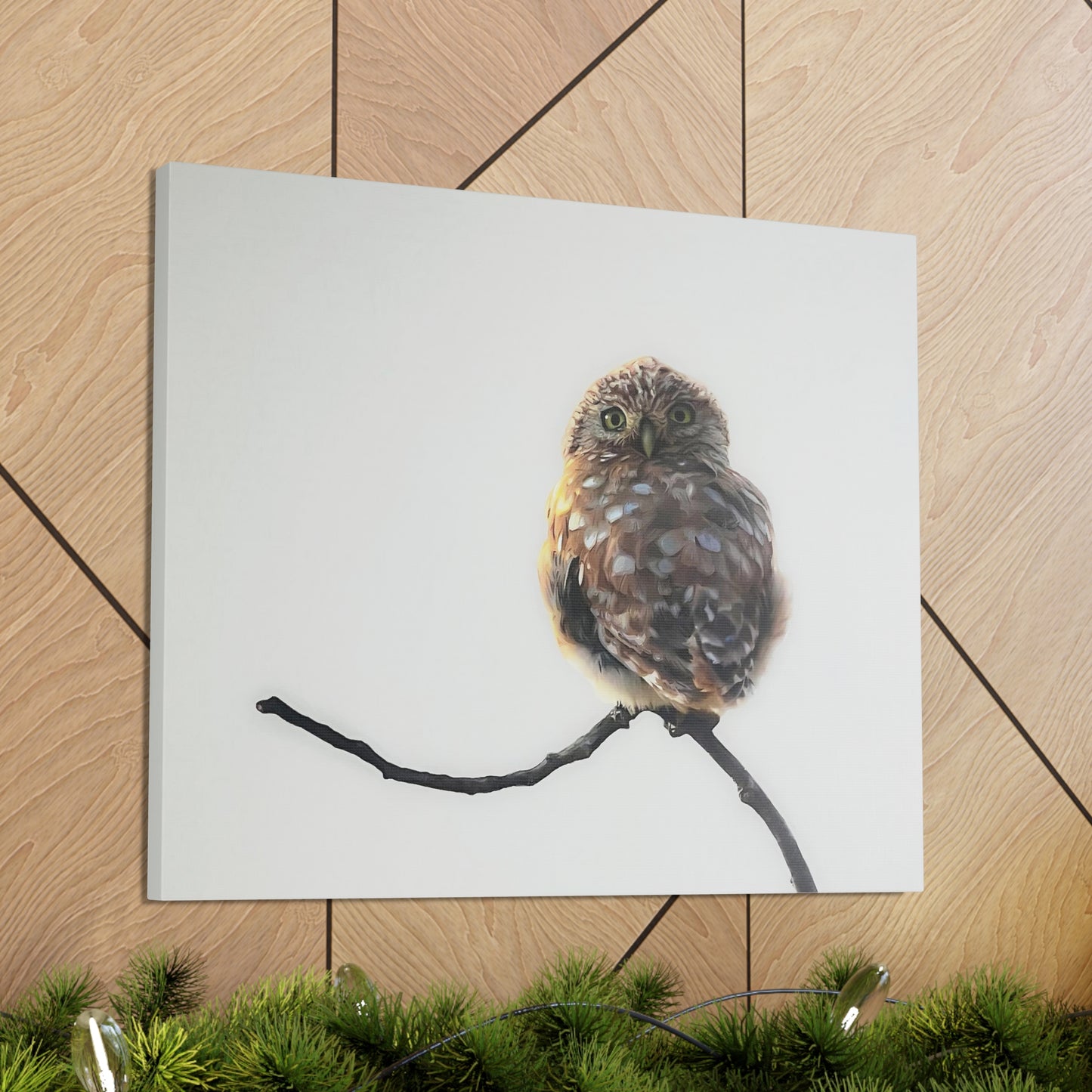 "Perched Owl" Stretched Canvas