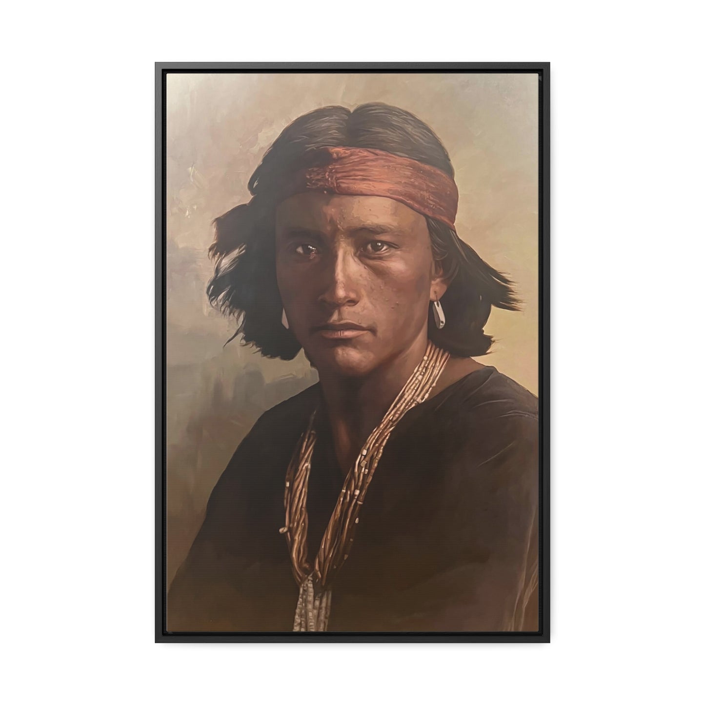 "Navajo Young Man" Framed Canvas