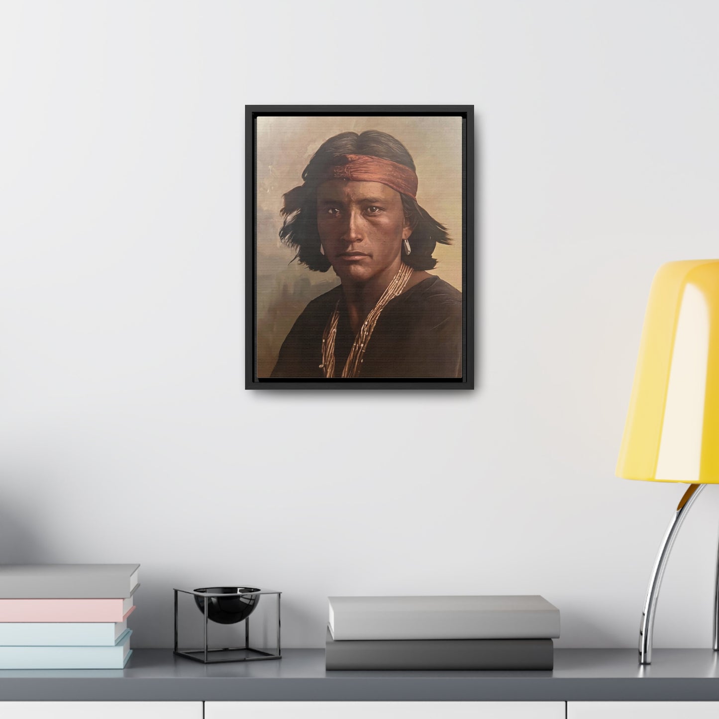 "Navajo Young Man" Framed Canvas