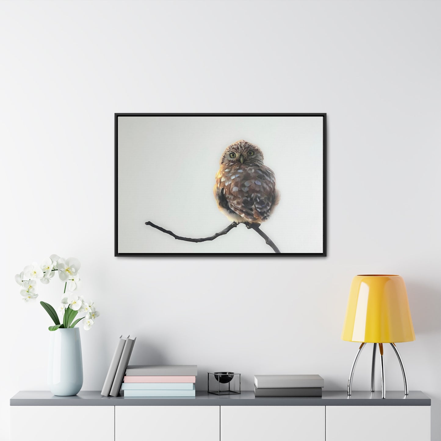 "Perched Owl" Framed Canvas