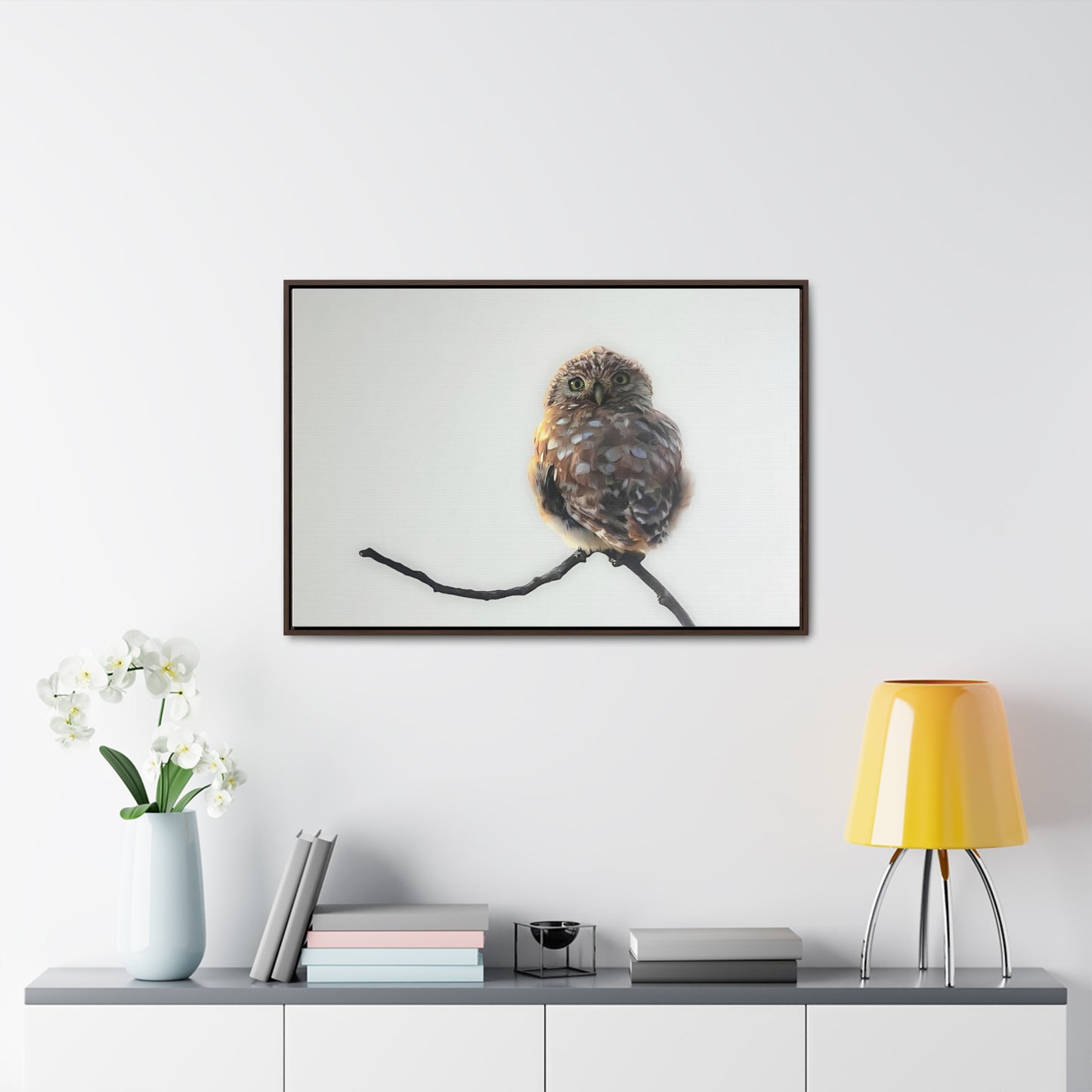 "Perched Owl" Framed Canvas