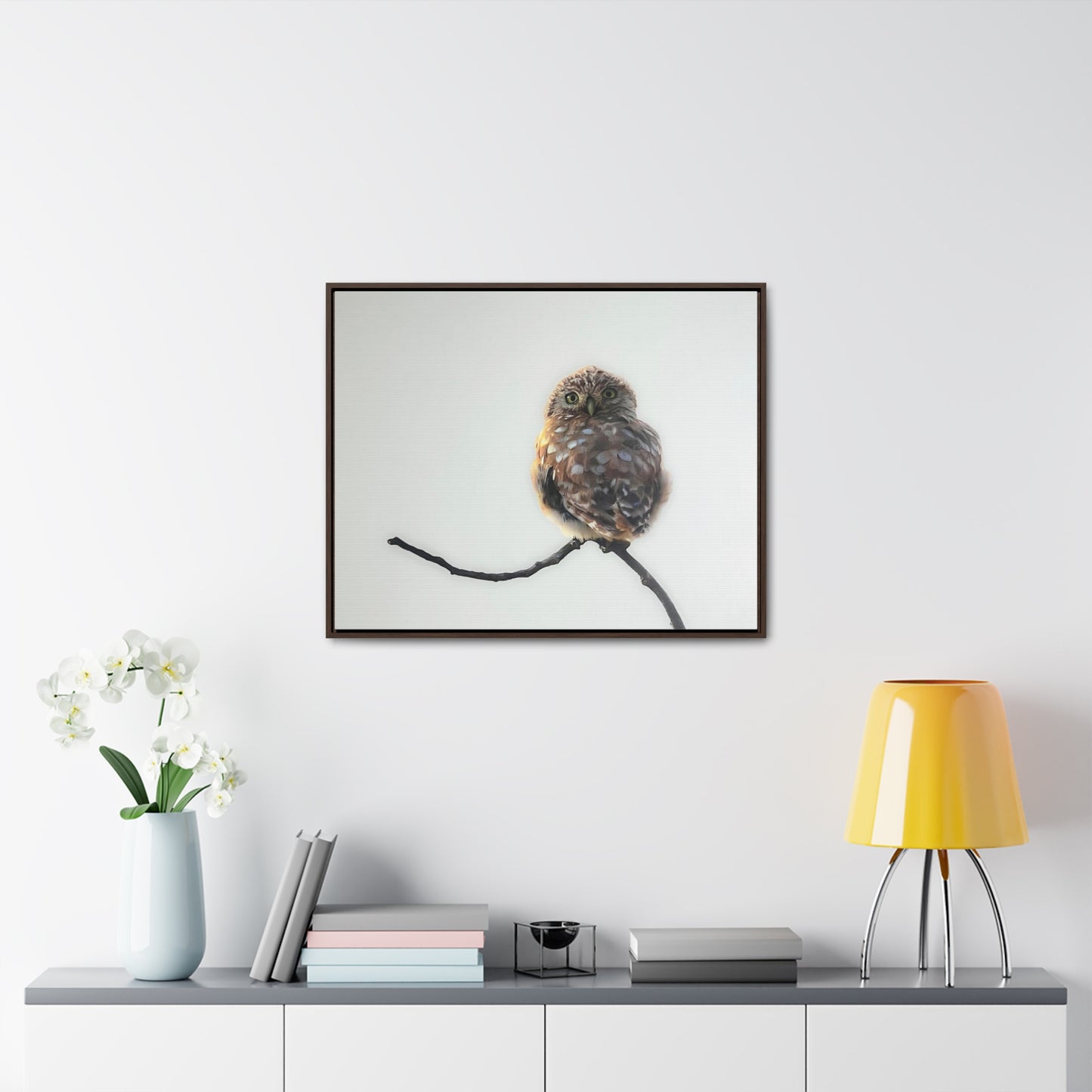 "Perched Owl" Framed Canvas