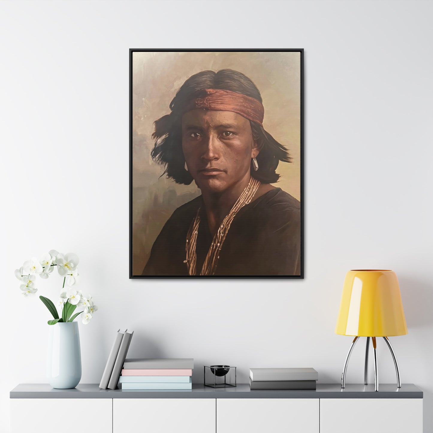 "Navajo Young Man" Framed Canvas