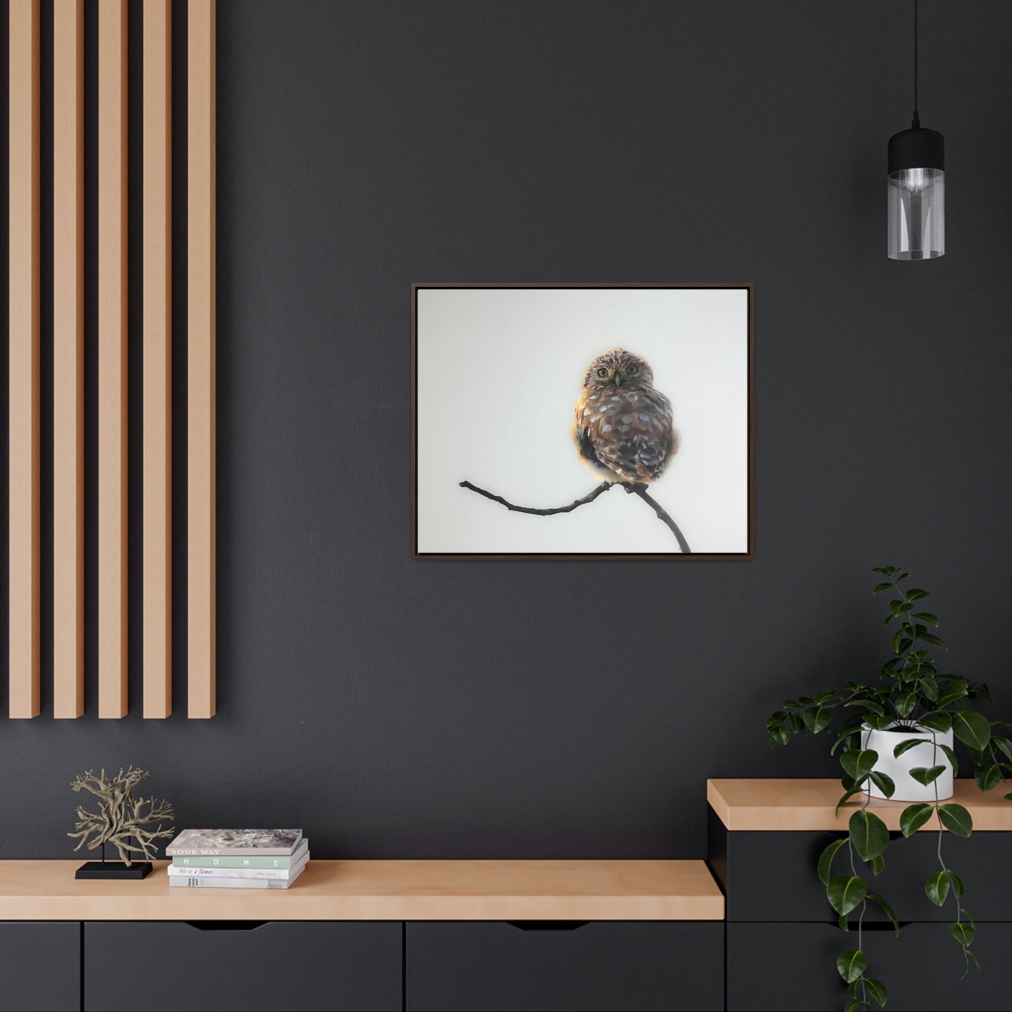 "Perched Owl" Framed Canvas