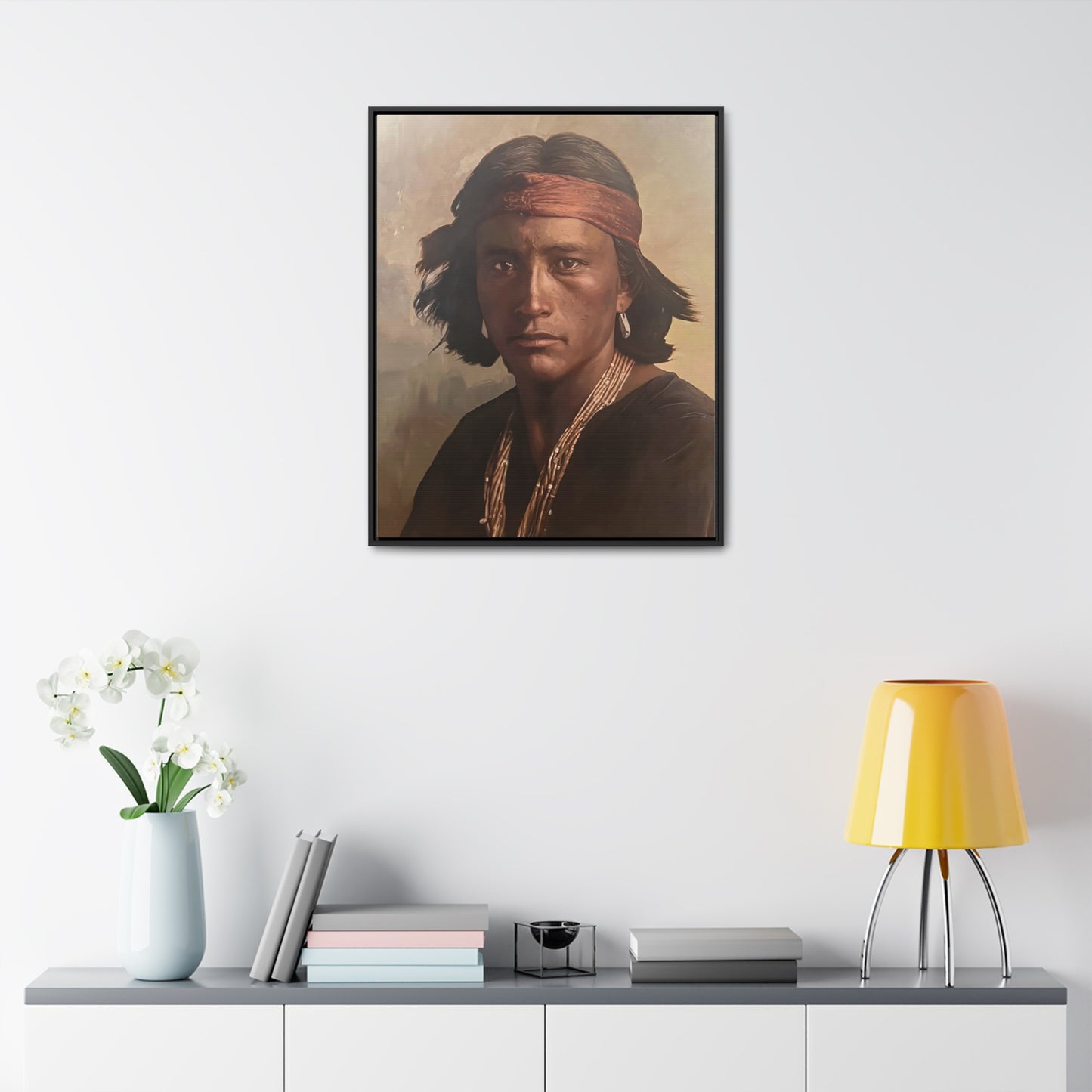 "Navajo Young Man" Framed Canvas