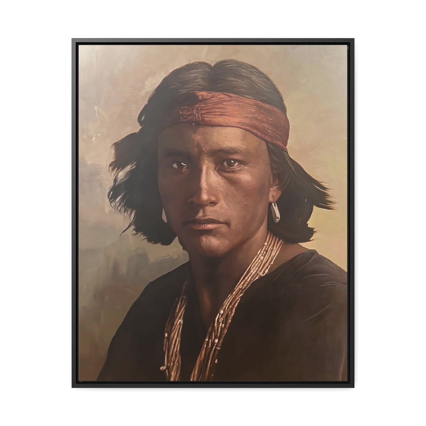 "Navajo Young Man" Framed Canvas