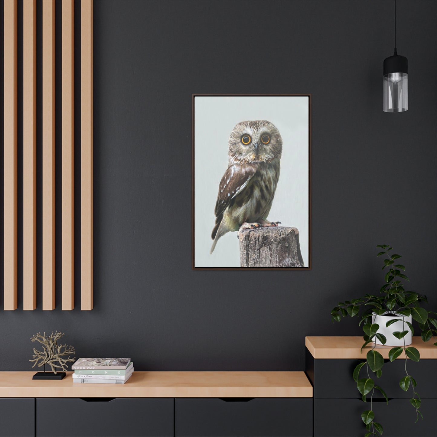 "Owl's Gaze" Framed Canvas