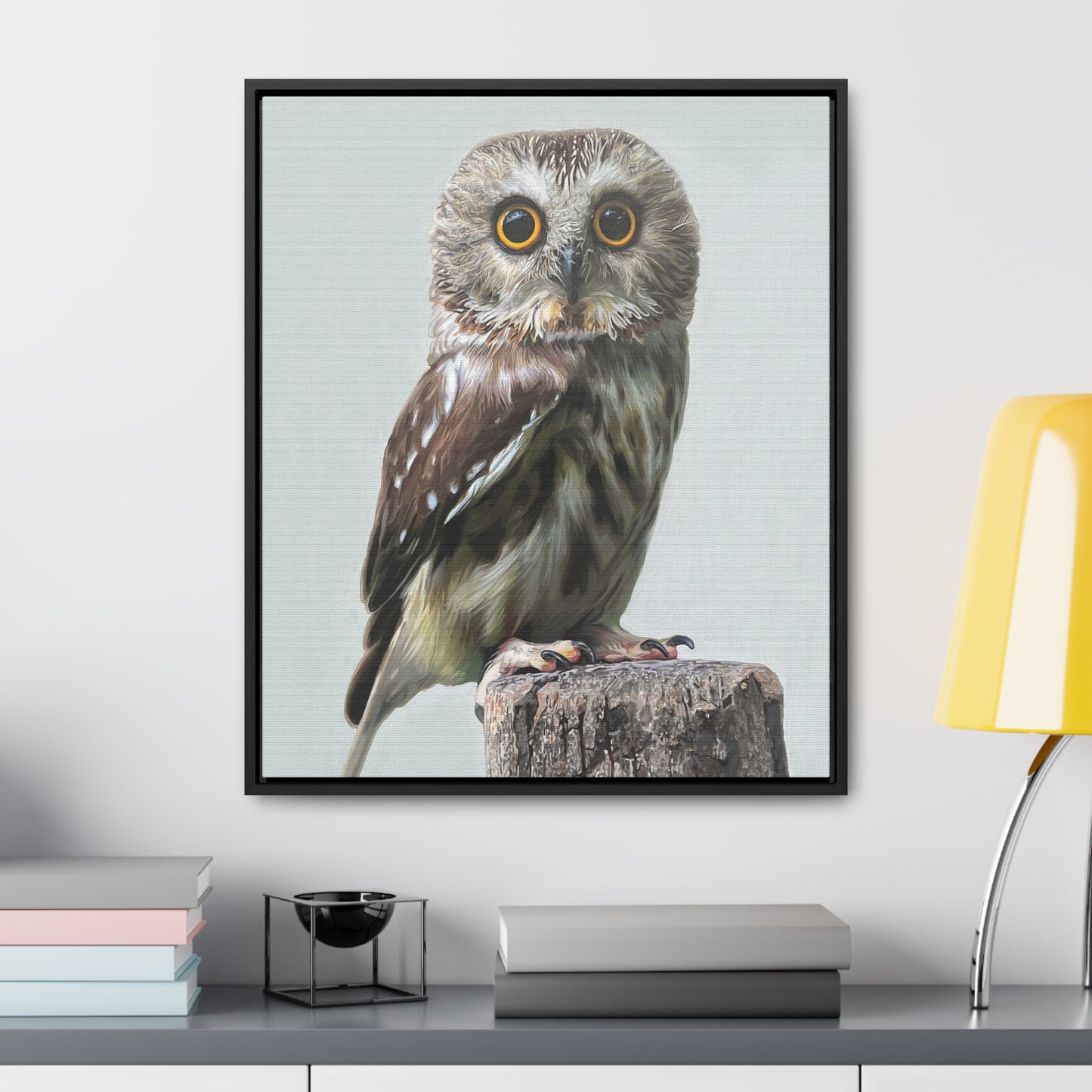 "Owl's Gaze" Framed Canvas