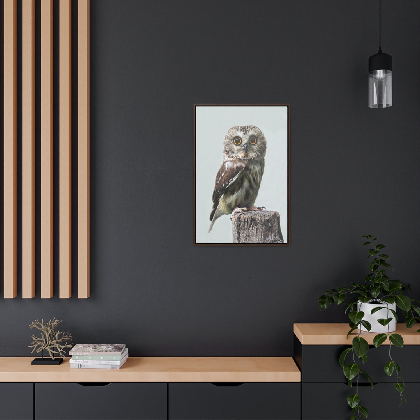 "Owl's Gaze" Framed Canvas