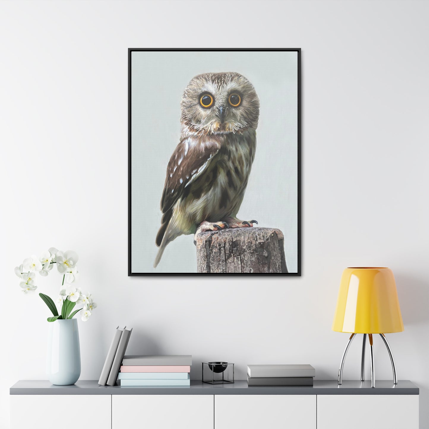 "Owl's Gaze" Framed Canvas